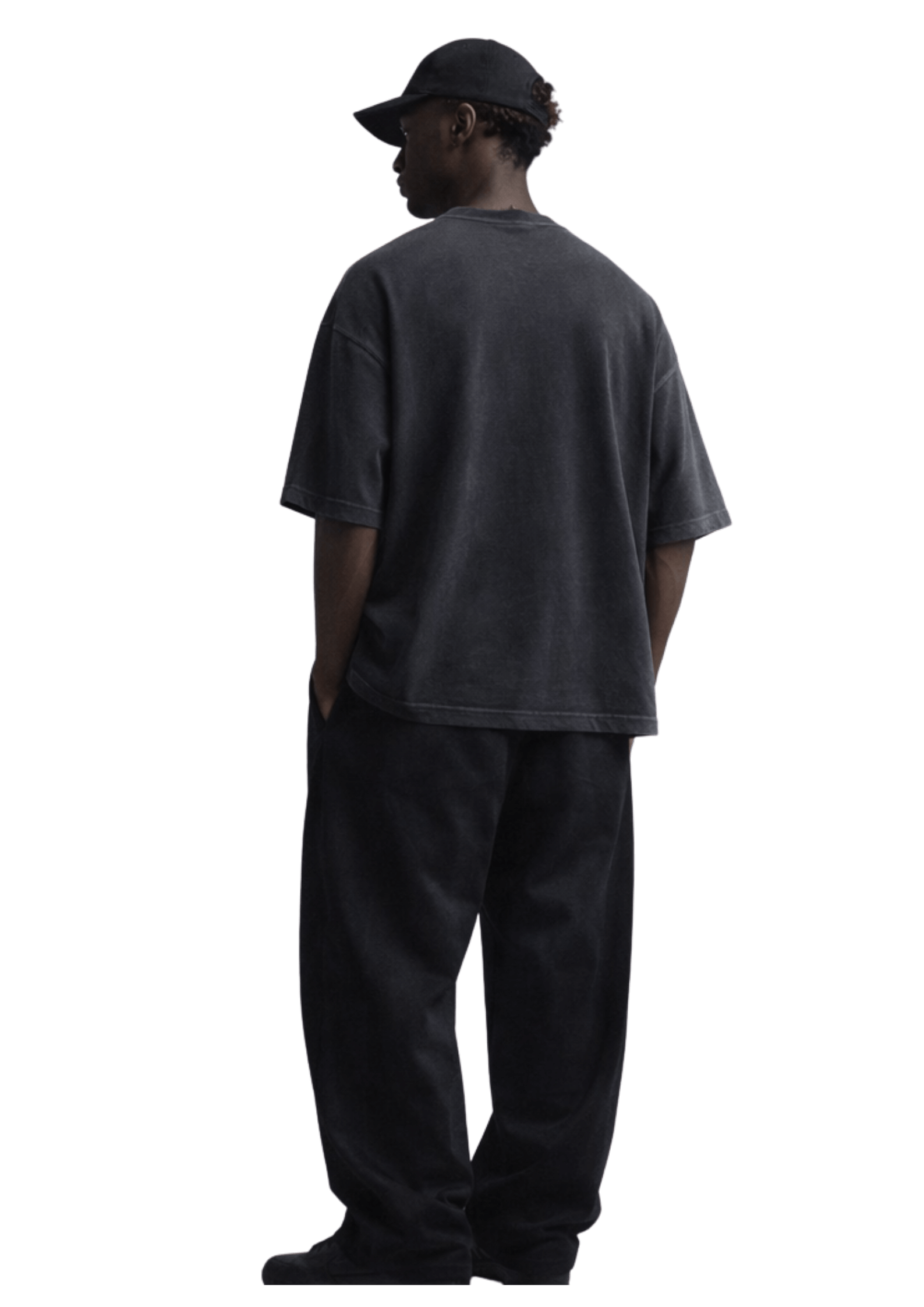 SEVN SS26 Reckoning oversized washed black 250GSM heavyweight t-shirt on body back view relaxed streetwear fit